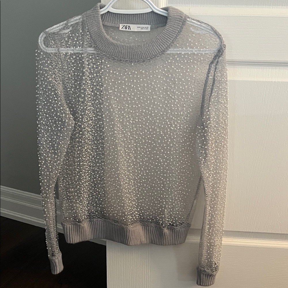 Zara Silver Beaded Women's Sweater